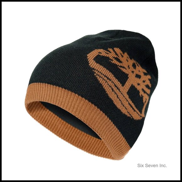 Men's Ribbed Knit Beanie Jacquard Tree Design Warm Stretch Fit Winter Hat